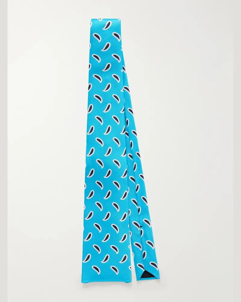 Celine 8 cm Printed Silk-Twill tie Blue