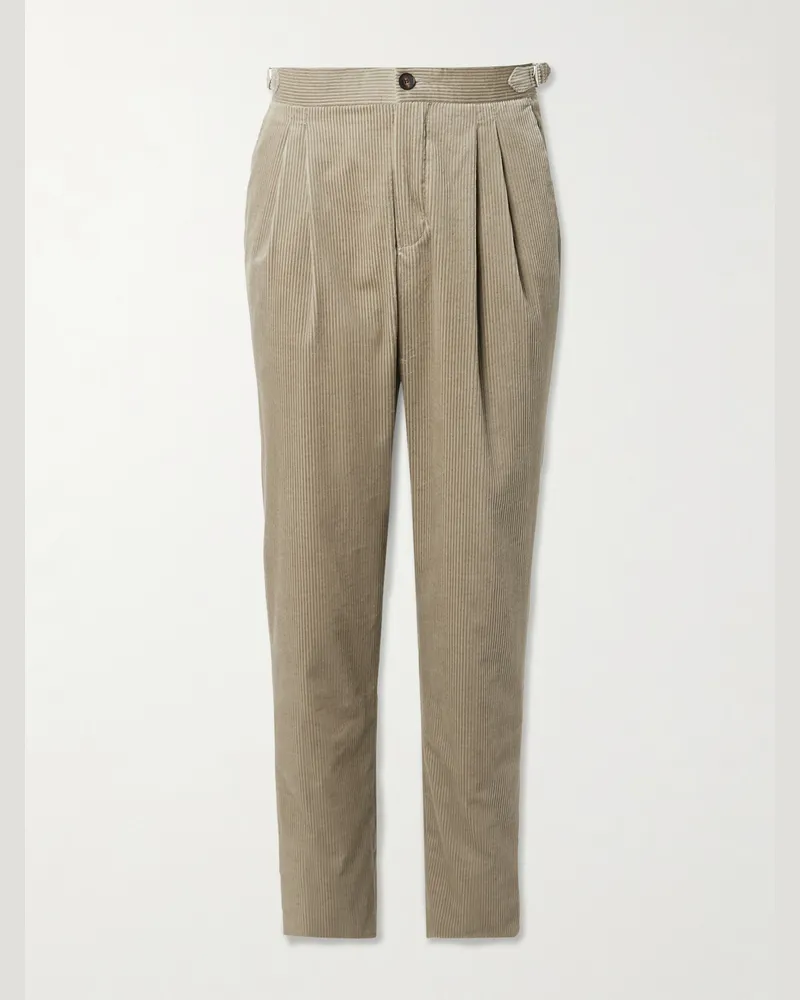 MR P. Schmal und gerade geschnittene Smokinghose aus Cord aus einer Baumwoll-Kaschmirmischung Braun