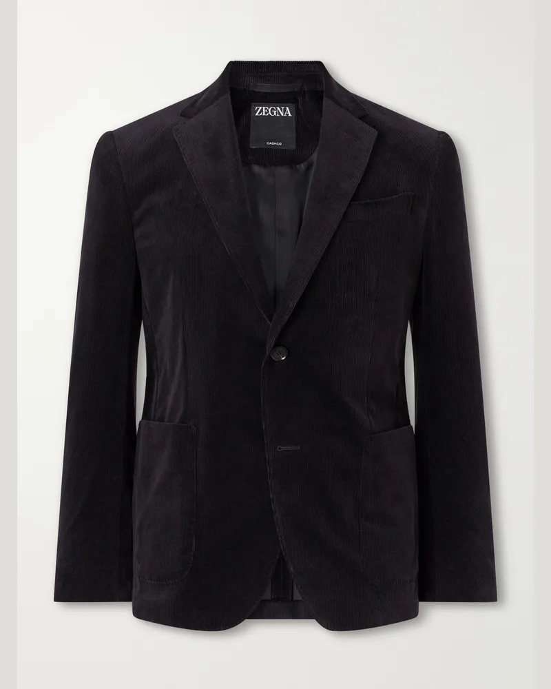 Ermenegildo Zegna Cotton-Blend Corduroy Suit Jacket Brown