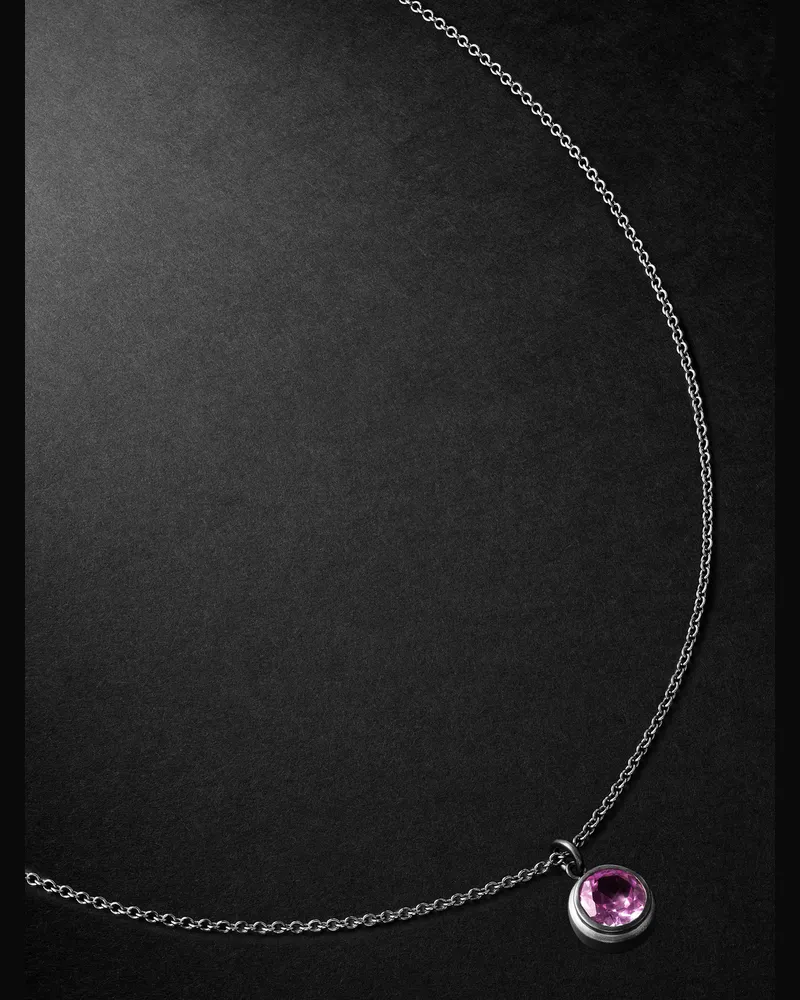 42 Suns Large 14-Karat Blackened Gold Laboratory-Grown Sapphire Pendant Necklace Black