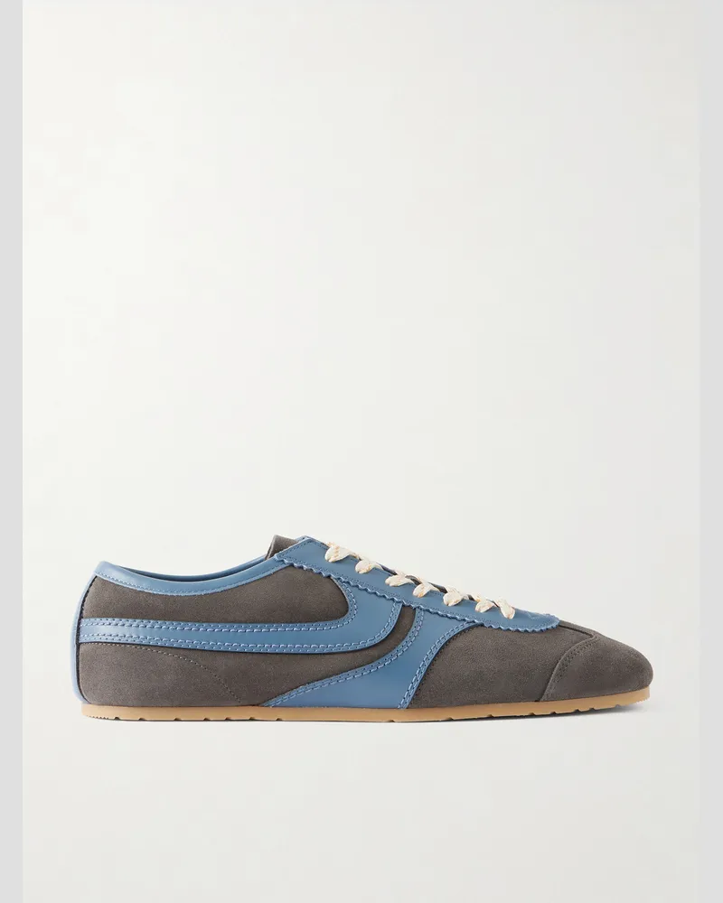 Dries van Noten Leather-Trimmed Suede Sneakers Gray
