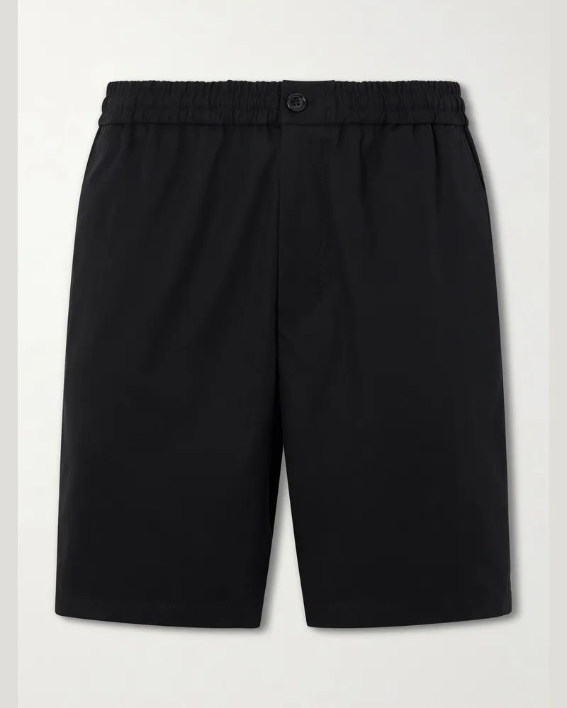 AMI Paris Logo-Embossed Straight-Leg Cotton Shorts Black