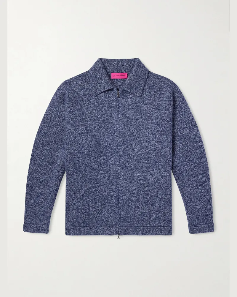 The Elder Statesman Hunter Cashmere Zip-Up Cardigan Blue