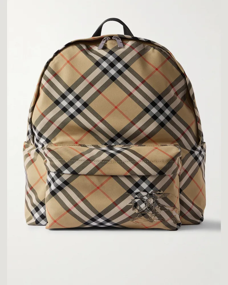 Burberry Karierter Rucksack aus beschichtetem Canvas Braun