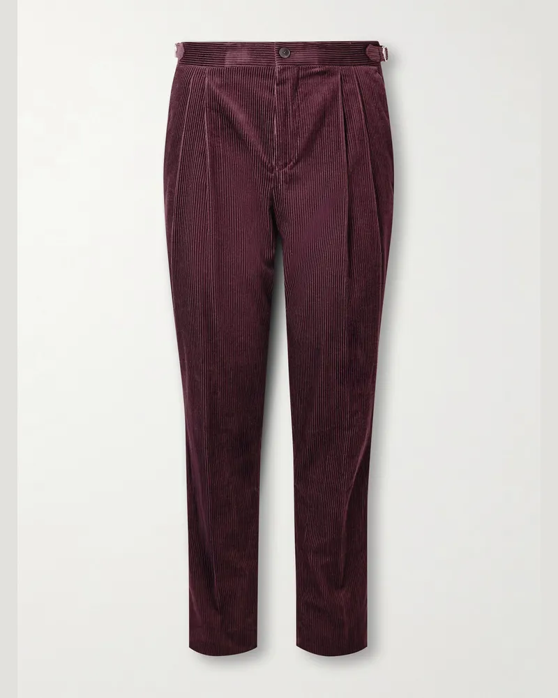 MR P. Slim-Fit Straight-Leg Cotton and Cashmere-Blend Corduroy Tuxedo Trousers Purple