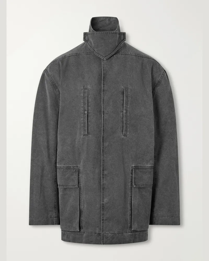 Rick Owens Padded Washed Cotton-Canvas Coat Gray