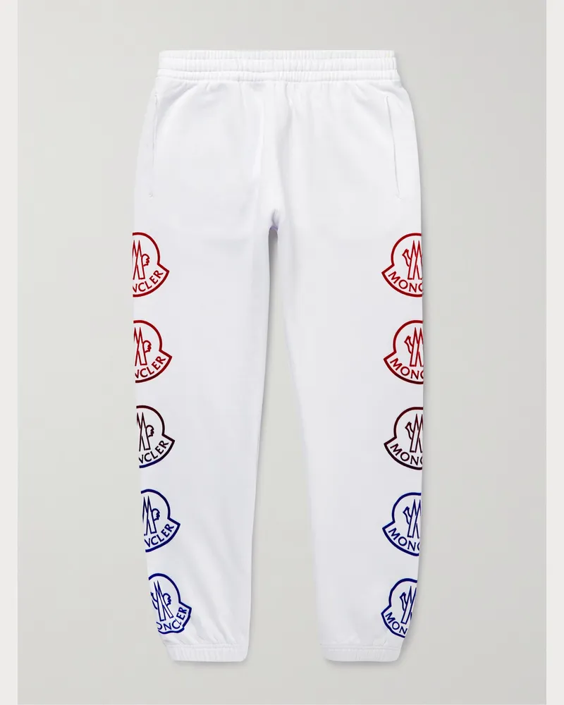 Moncler Schmal zulaufende Jogginghose aus Baumwoll-Jersey mit Logoprint Weiß