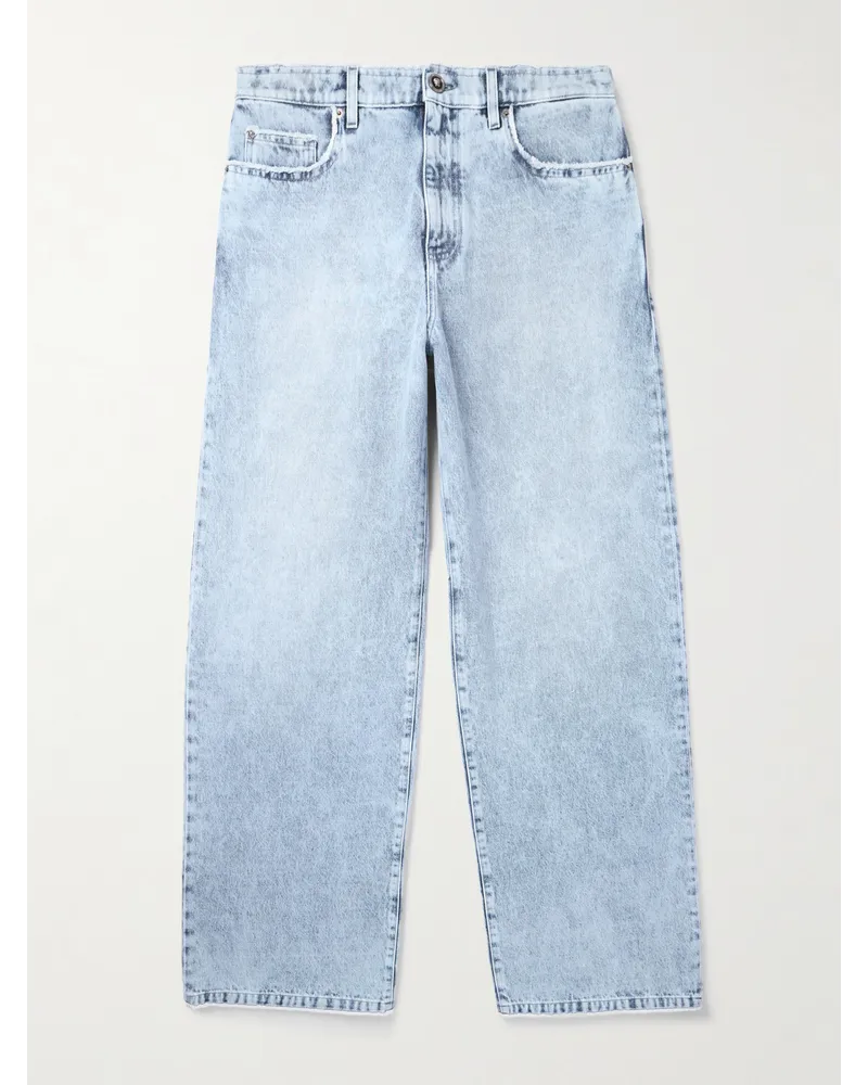 Versace Gerade geschnittene Jeans in Distressed-Optik Blau