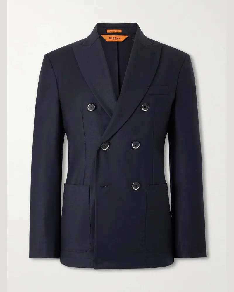 BARENA Doria Double-Breasted Wool-Blend Blazer Blue