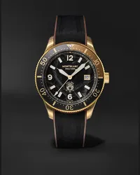 Montblanc Iced Sea 41 mm Uhr mit automatischem Aufzug, goldfarbenen Details und Kautschukarmband, Ref.-Nr.: MB133300 Schwarz