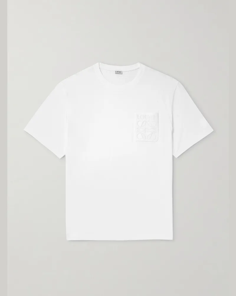 Loewe Logo-Embroidered Cotton-Jersey T-Shirt White