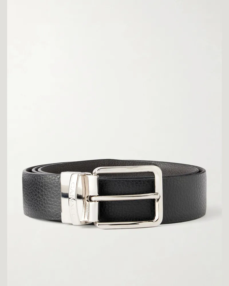 Canali 3.5cm Reversible Leather Belt Black