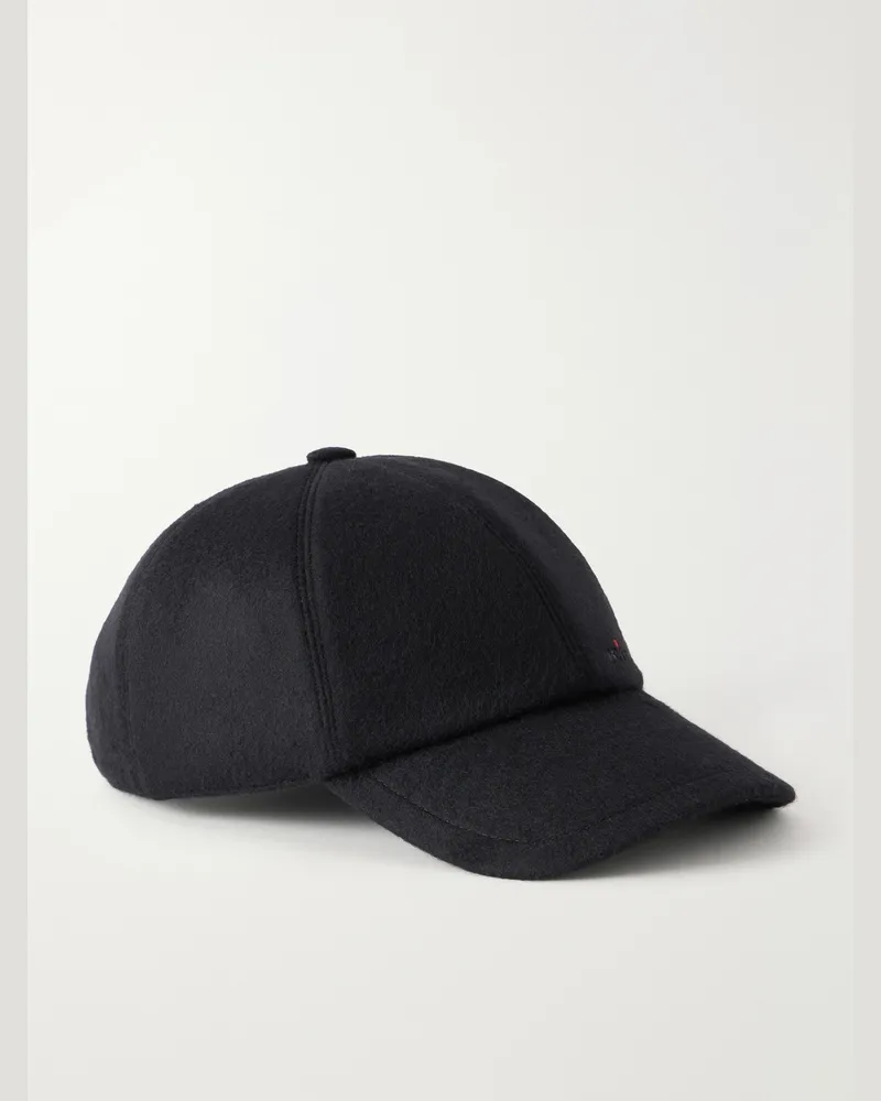 Kiton Logo-Embroidered Cashmere Cap Black