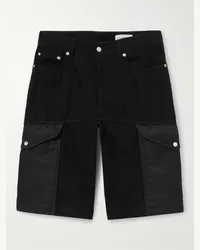 Alexander McQueen Gerade geschnittene Cargoshorts aus Denim mit Shell-Besatz Schwarz