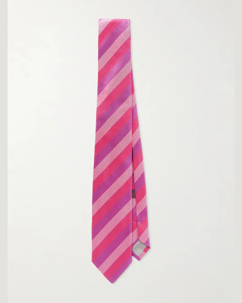 Charvet 8.5cm Striped Jacquard Silk Tie Red