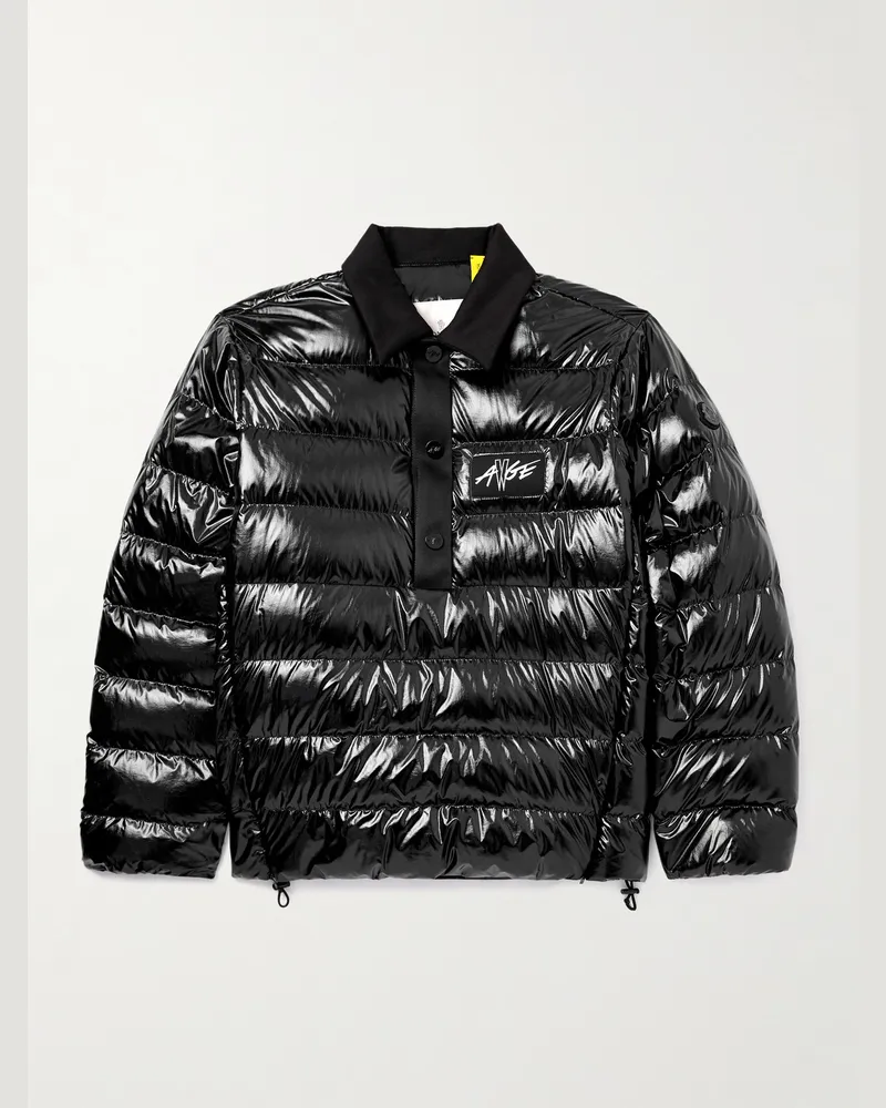 Moncler A$AP Rocky Daunenjacke aus gestepptem Shell mit Logoapplikation Schwarz