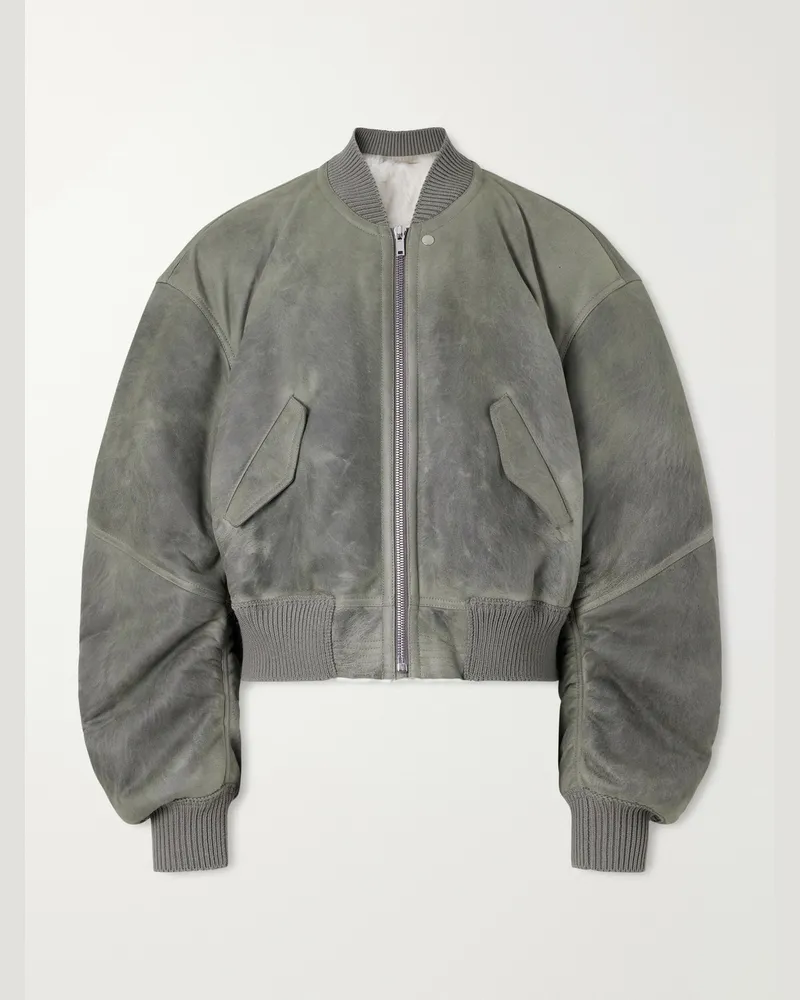 Rick Owens Secchia Shearling Bomber Jacket Gray