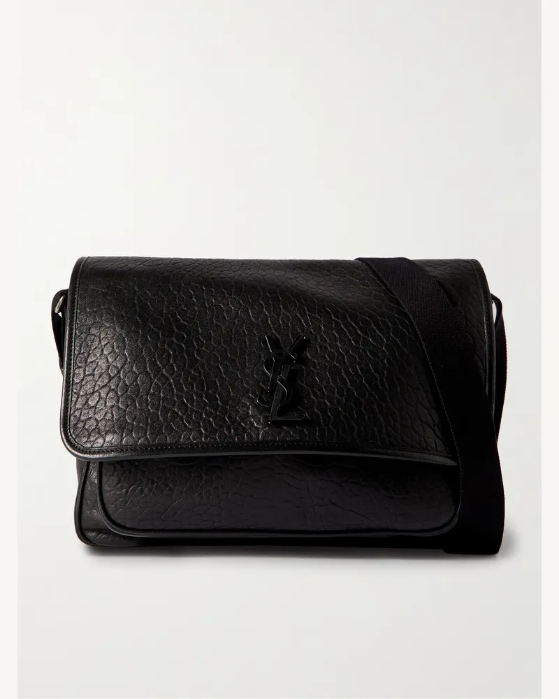 Saint Laurent Niki Textured-Leather Messenger Bag Black