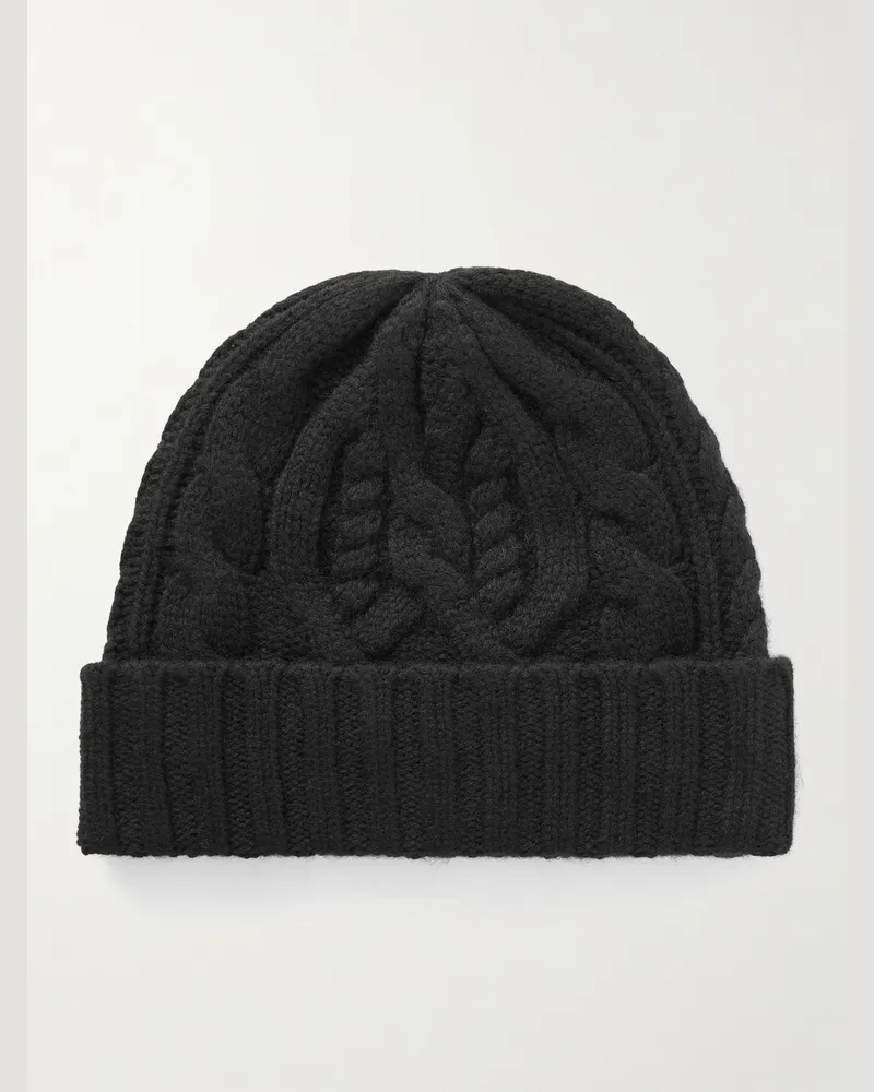 Ralph Lauren Beanie aus einer Woll-Kaschmirmischung mit Logoapplikation Schwarz
