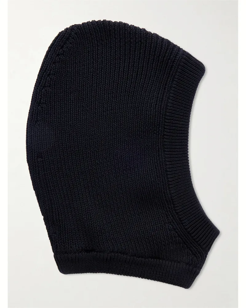 Rick Owens Ribbed Cotton Balaclava Black