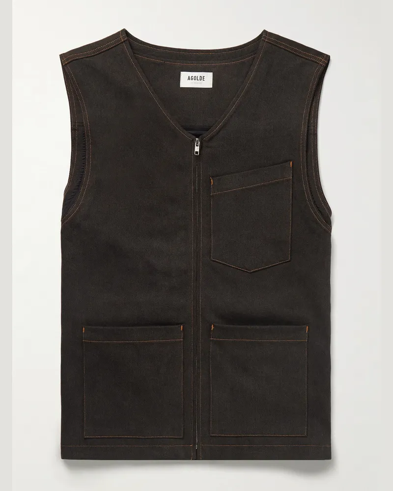 AGOLDE Ogden Denim Gilet Brown