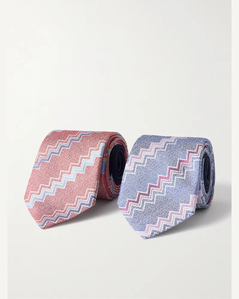 Missoni Set aus zwei Krawatten aus Seiden-Jacquard, 7 cm Lila