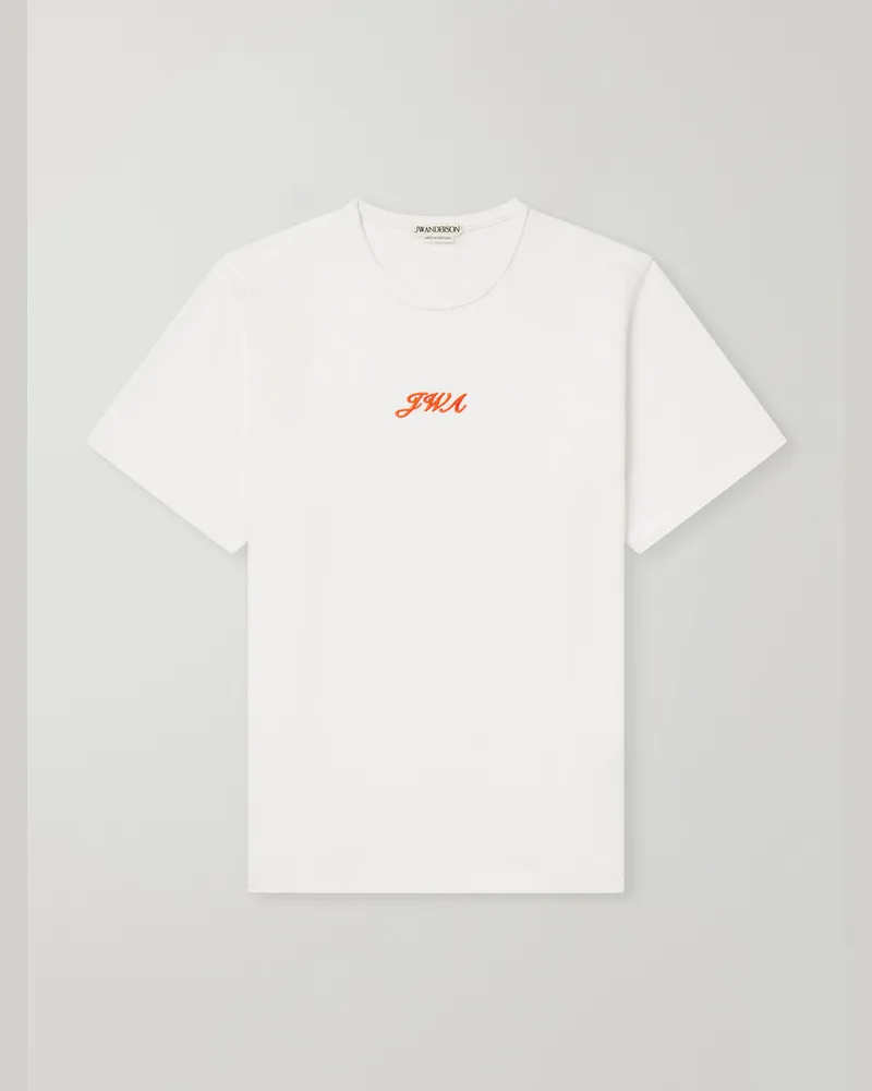 J.W.Anderson Logo-Embroidered Cotton-Jersey T-Shirt White