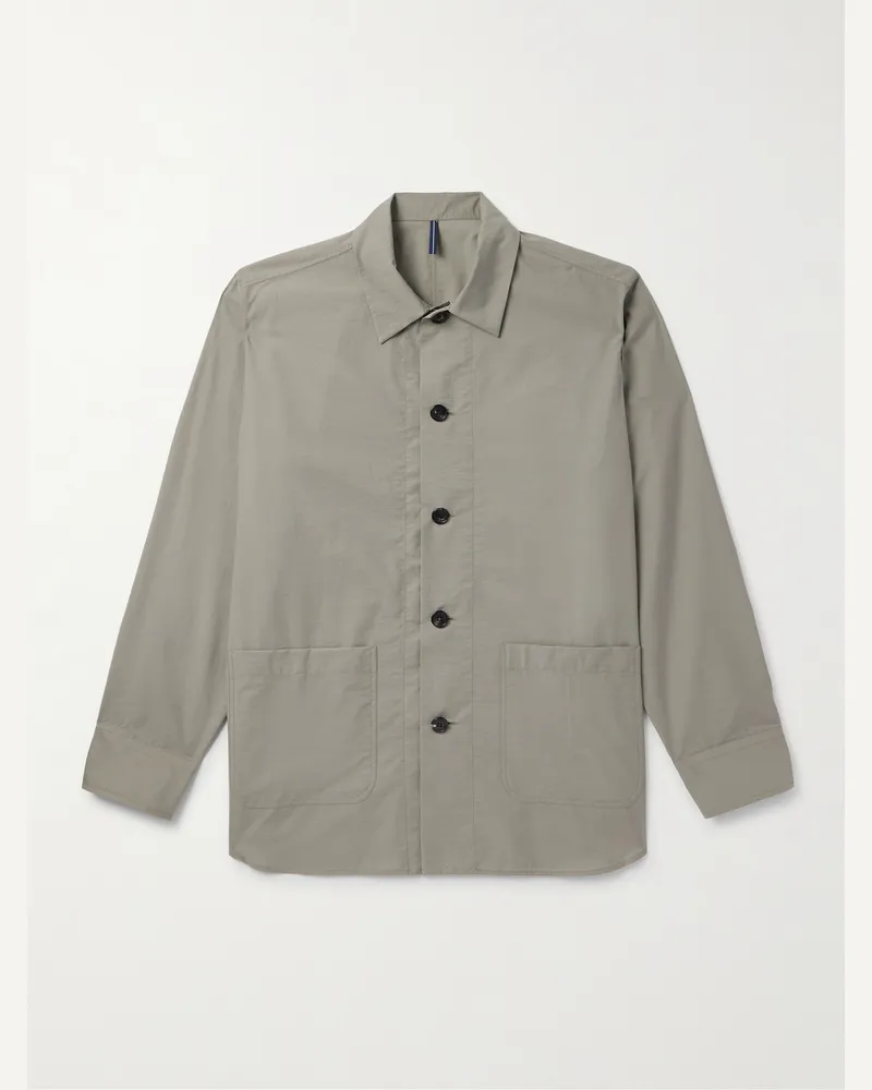 Incotex Teknosartorial Hemdjacke aus vorgewaschener Popeline aus einer Baumwollmischung Grün