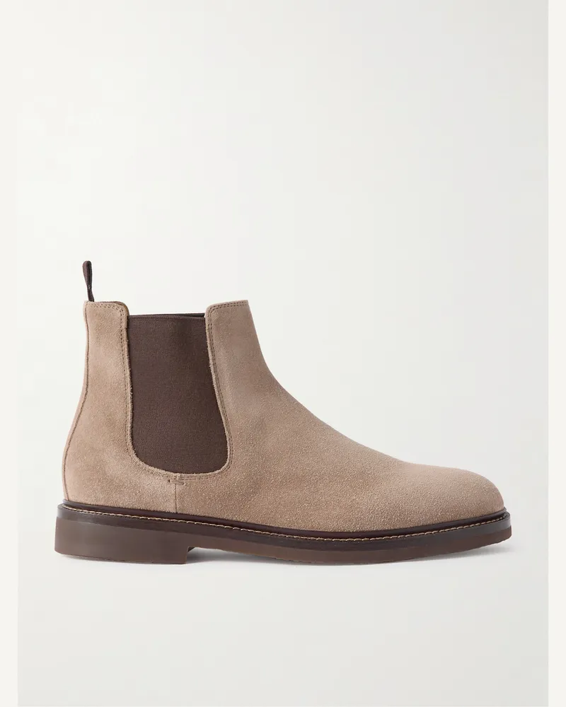 Brunello Cucinelli Chelsea Boots aus Veloursleder Neutral