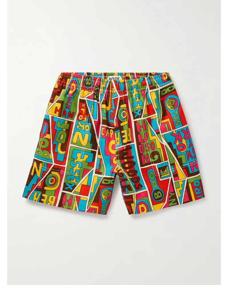 BODE New England Mosaic gerade geschnittene Shorts aus strukturierter Baumwolle mit Print Mehrfarbig