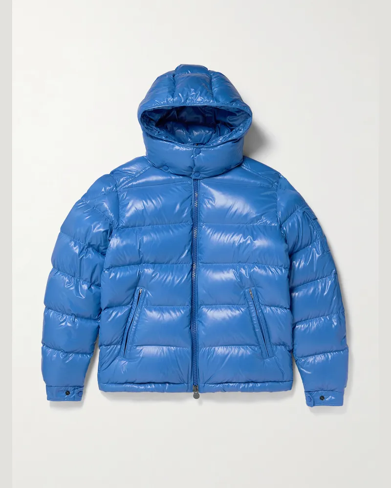 Moncler Maya Logo-Appliquéd Quilted Shell Hooded Down Jacket Blue