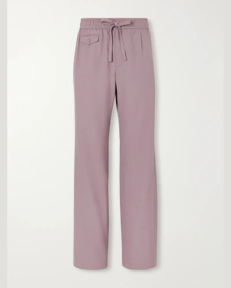 Dolce & Gabbana Straight-Leg Virgin Wool Drawstring Suit Trousers Brown