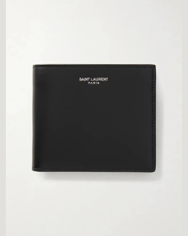 Saint Laurent Logo-Print Leather Bifold Wallet Black