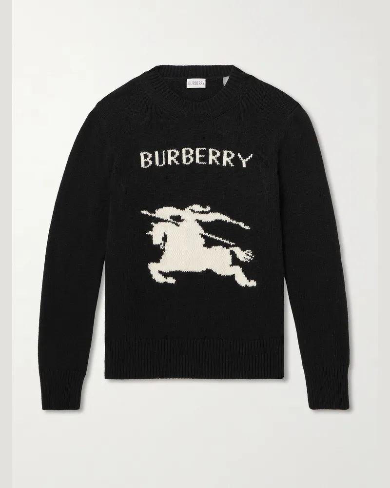 Burberry Pullover aus Jacquard-Strick aus einer Woll-Kaschmirmischung mit Logomotiv Schwarz