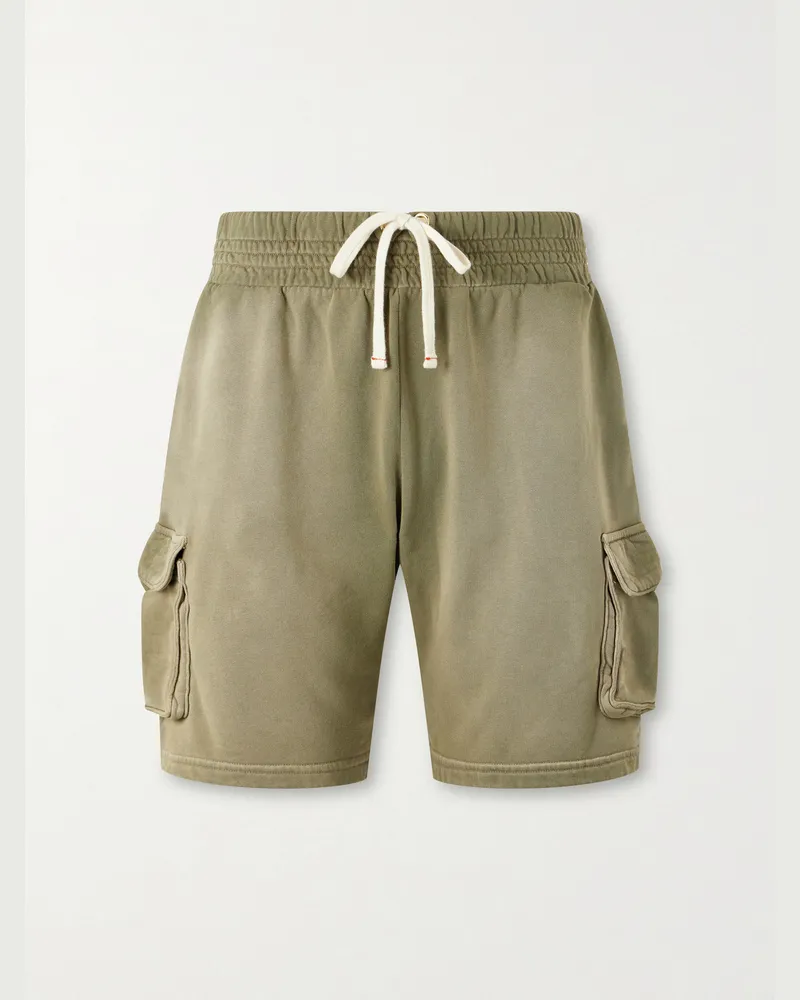 LES TIEN Yacht Straight-Leg Cotton-Jersey Cargo Shorts Green