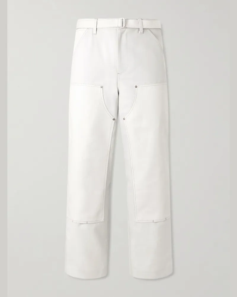 Sacai Carhartt WIP Duck weit geschnittene Hose aus Grain de Poudre und Baumwoll-Canvas mit Gürtel Neutral