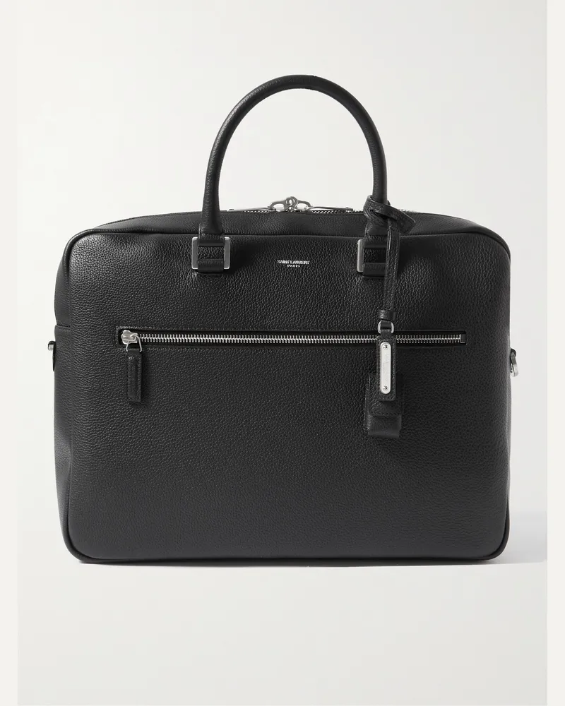 Saint Laurent Full-Grain Leather Briefcase Black