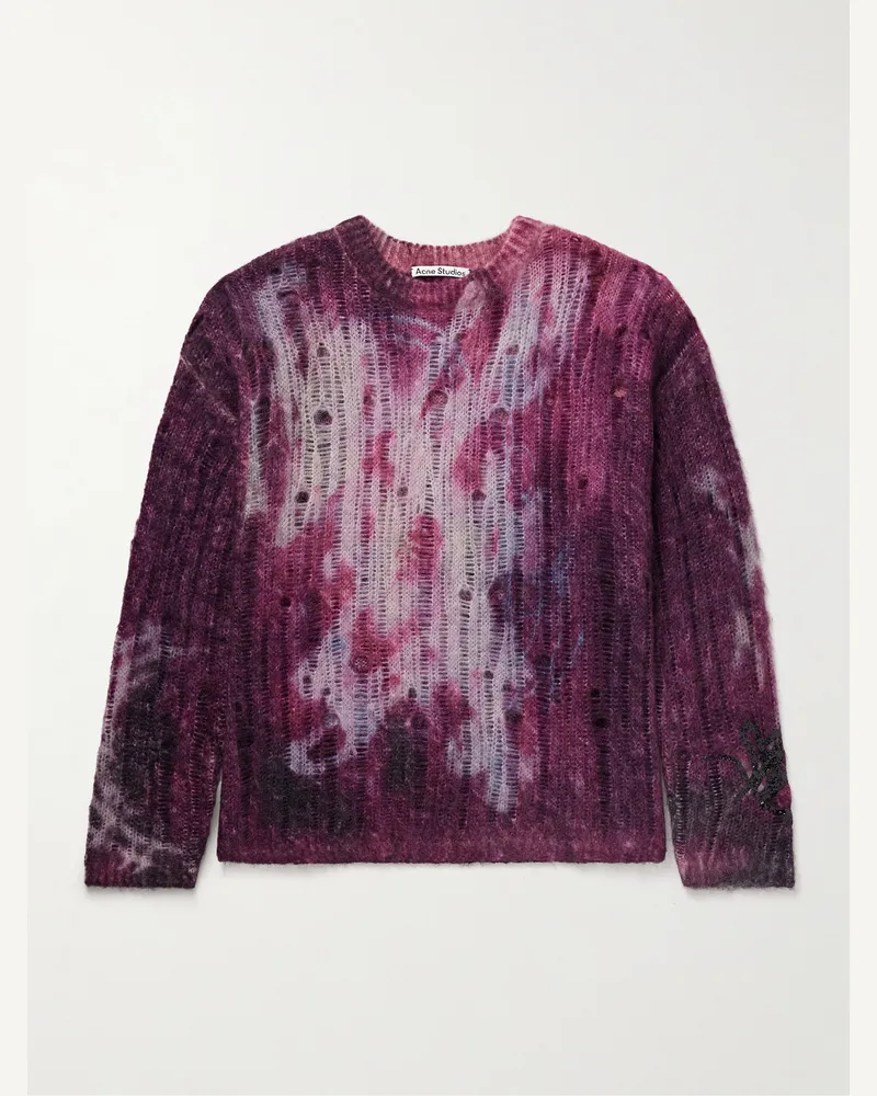 Acne Studios Strickpullover mit Batikmuster in Distressed-Optik Pink