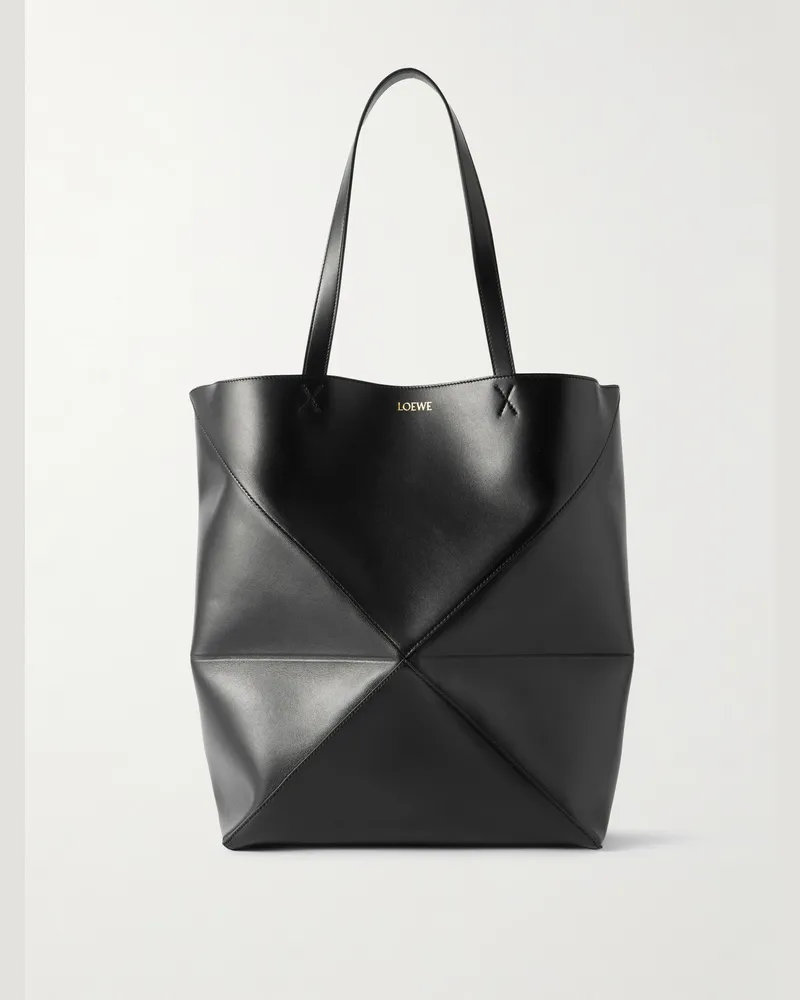 Loewe Paula’s Ibiza Puzzle große Tote aus Leder Schwarz
