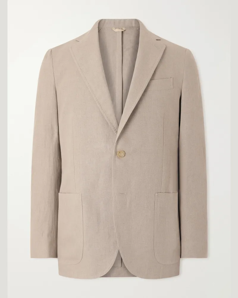 De Petrillo Linen Single-Breasted Blazer Neutrals