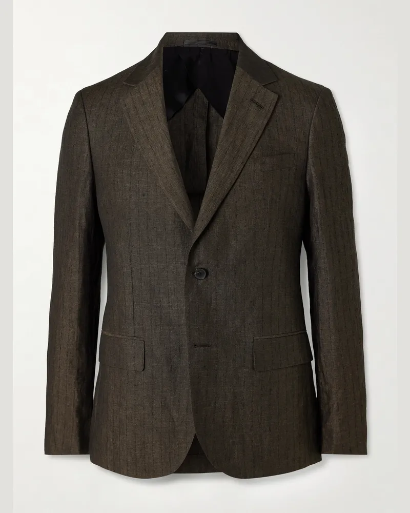 MR P. Striped Linen Suit Jacket Brown