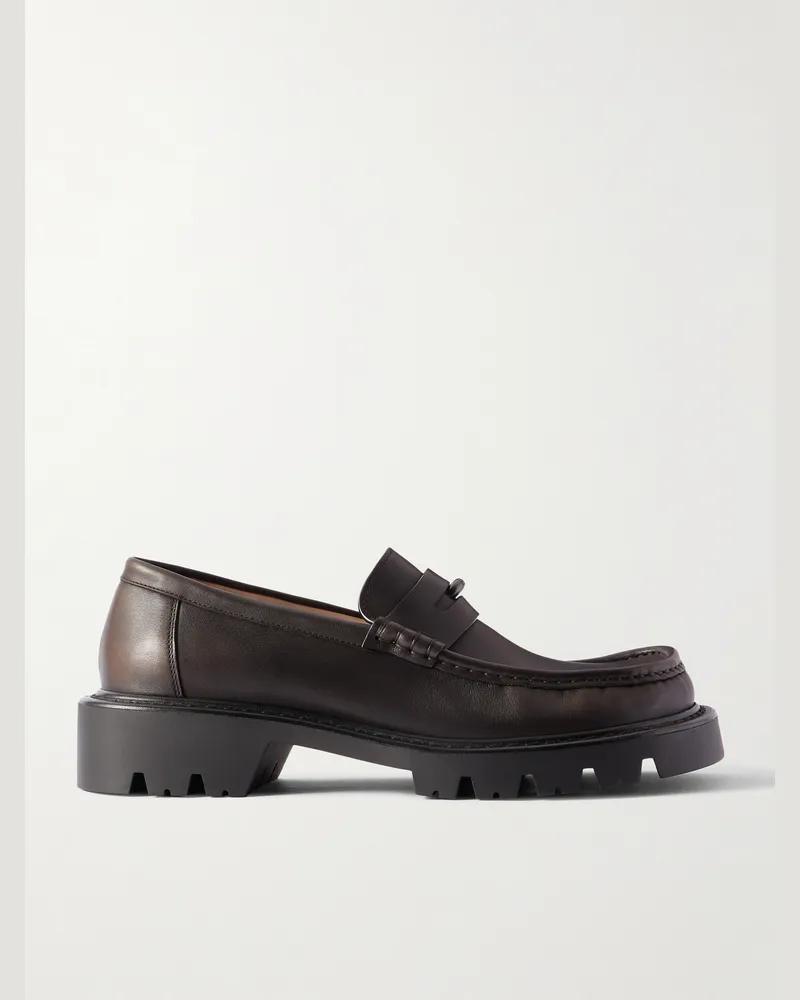 Loewe Sierra Leather Penny Loafers Brown
