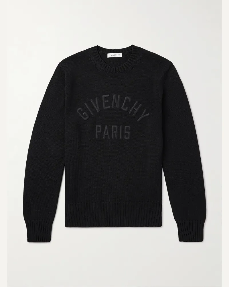 Givenchy Pullover aus Baumwolle mit Logostickerei Schwarz
