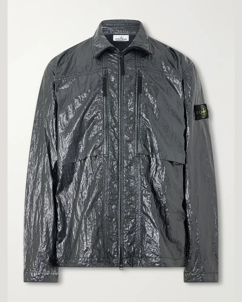 Stone Island Garment-Dyed Nylon Zip-Up Jacket Green