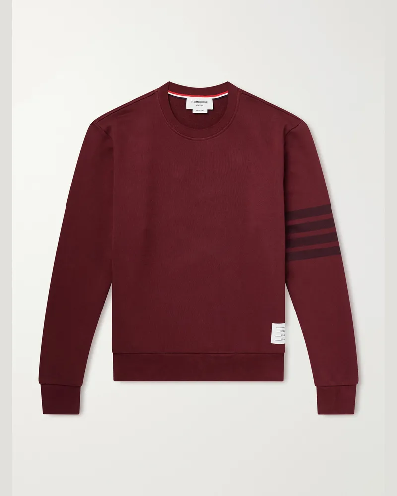 Thom Browne 4-Bar Stripe Cotton-Jersey Sweatshirt Burgundy