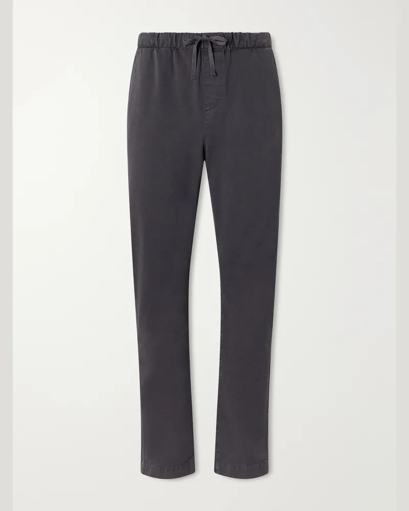 Hartford Joggy Straight-Leg Cotton Gabardine Trousers Gray
