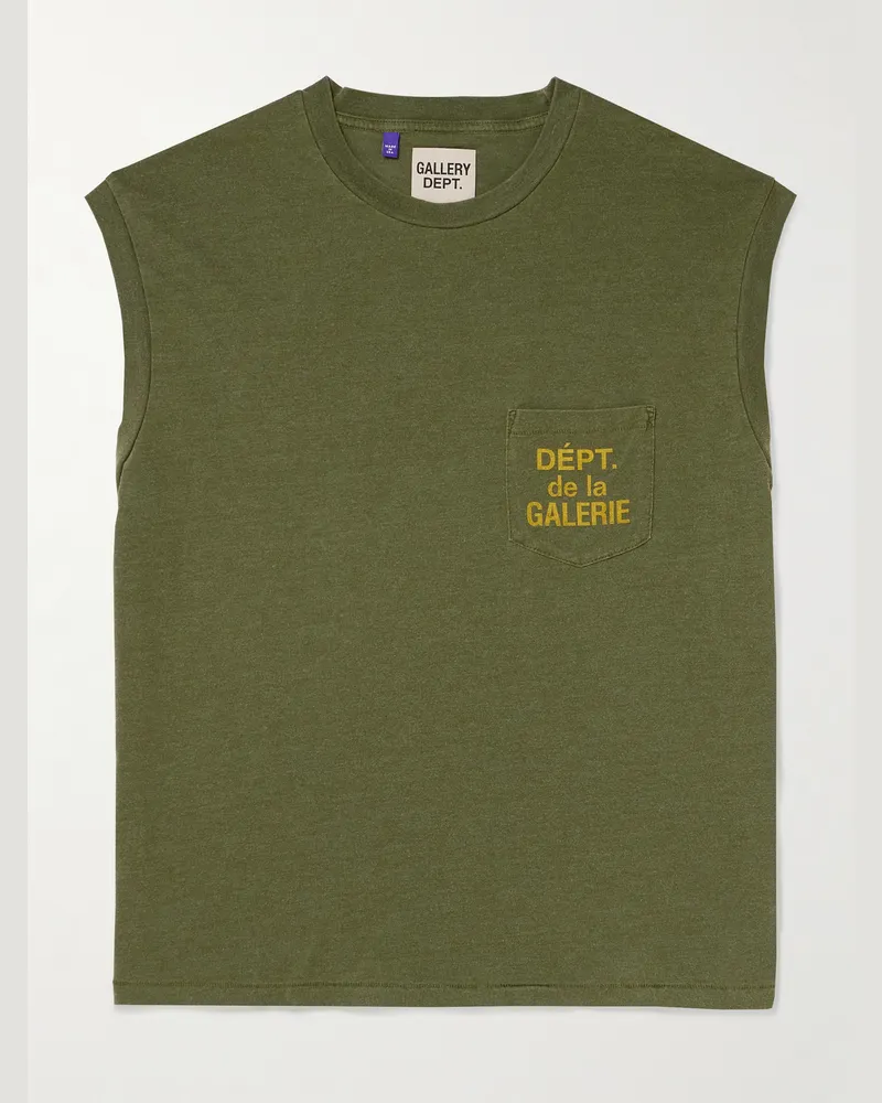 GALLERY DEPT. Logo-Print Cotton-Jersey Tank Top Green