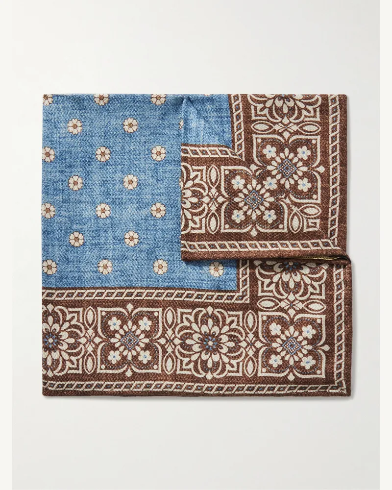 Favourbrook Osterley Einstecktuch aus Seiden-Twill mit Blumenprint Blau