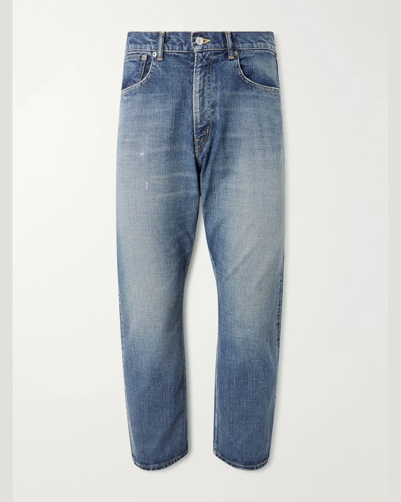 Beams Plus Straight-Leg Paint-Splattered Jeans Blue