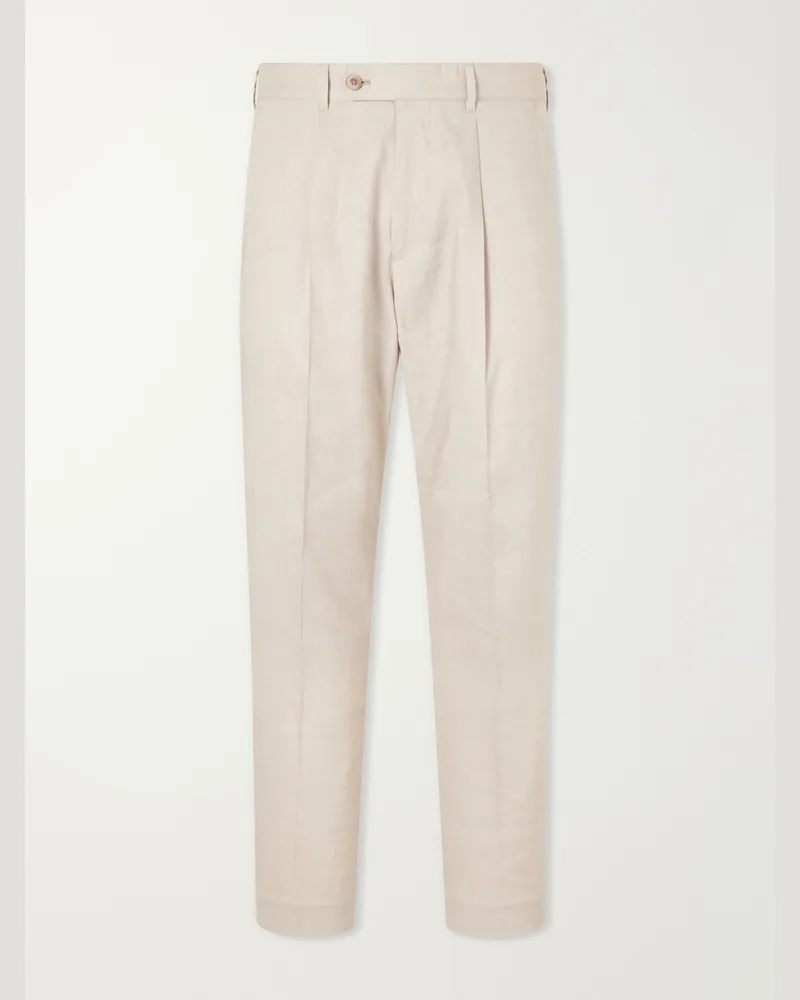 Paul Smith Straight-Leg Linen and Wool-Blend Trousers Neutrals